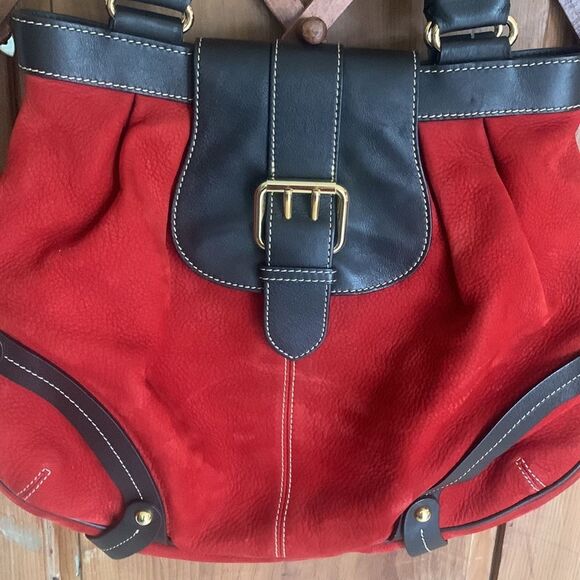 Dooney & Bourke red suede leather satchel bag - Picture 2 of 12